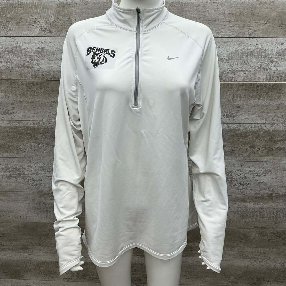 Nike Dri-FIT Cincinnati Bengals Quarter-Zip Pullover Jacket White Women's XL